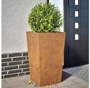 vidaXL Steel planter 45 x 45 x 75 cm brown