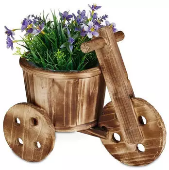 Relaxdays Wooden flower pot 30 x 16.5 x 25 cm natural