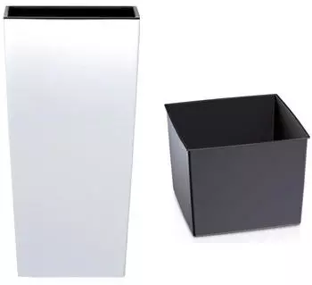 Prosperplast Urbi Square plastic tall flower pot 17 x 32.5 cm white