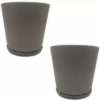Relaxdays Plastic flower pot 20 x 20 cm light grey