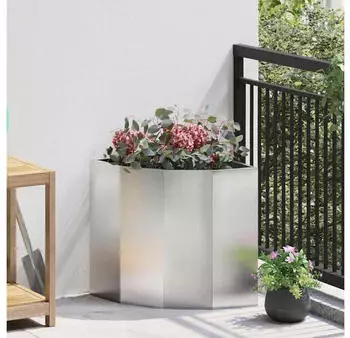 vidaXL Eckpflanzer Edelstahl Silber 45x45x50cm