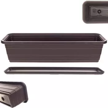 Kadax Blumenkasten mit Ständer, Kunststoff, Braun, 60cm (K10004)