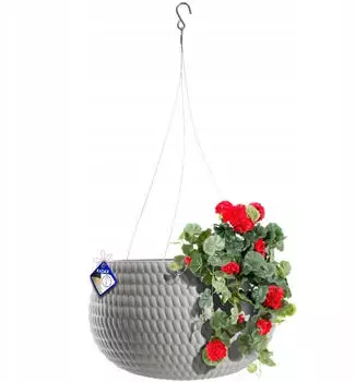 Kadax Hängender Blumentopf mit Kette und Haken, 32cm, Hellgrau (K4363)