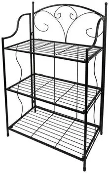 Windhager Pflanzenregal 3-stufig, Metall, pulverbeschichtet, schwarz, 58x31x100cm (05930)