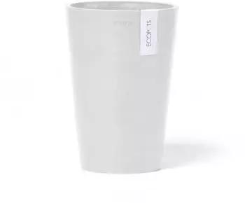 Ecopots Pisa Blumentopf Kunststoff Beton-Optik Wei&szlig; &Oslash;21cm x H29,8cm