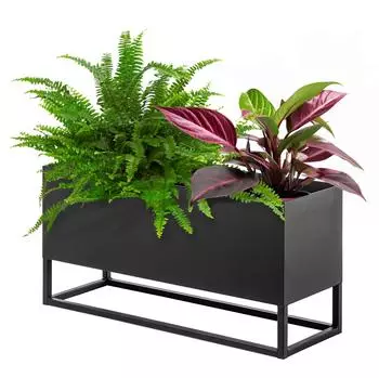 Kadax Blumenständer mit Topf, Stahl, schwarz, 60x30cm