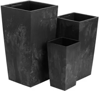 Botle Blumentopf-Set 3x Trapez H20/26/32cm Beton-Struktur Anthrazit