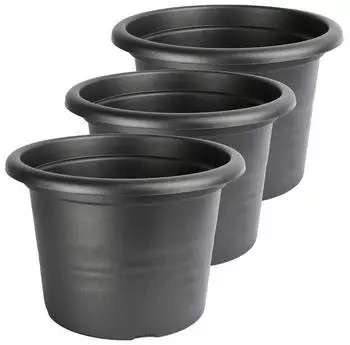 Garronda Blumentopf GD-0022 rund Kunststoff Graphit 3er-Set ⌀34cm H24cm (B0BXPXTL7M)