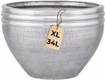 Marrakesch Orient & Mediterran Interior Calvino Blumentopf Aluminium Silber &Oslash;38cm (indo-001-38-si)