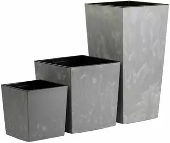 HowHomely Blumentopf 3er-Set Betonoptik grau (HH-FLORE-SZ-B-KPL 3)