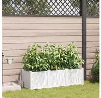 vidaXL Garten-Pflanzgef&auml;&szlig; 3 pcs Wei&szlig; 120 x 40 x 37,5 cm Kunststoff
