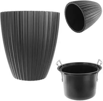 Kadax Blumentopf rund, Kunststoff, schwarz, 40cm, Innen/Außen (K10159)