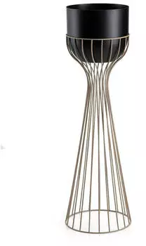 HowHomely Blumenständer mit Übertopf Metall Taupe/Schwarz 68cm (HH-ML-19-TB)