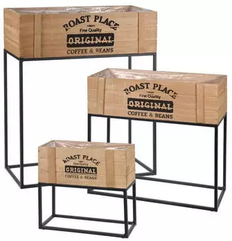 Spetebo Blumenst&auml;nder 3er-Set Holz / Metall (2474)