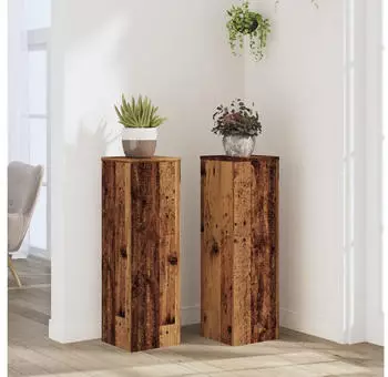 vidaXL Pflanzenst&auml;nder 2er-Set Altholz-Optik 25x25x80cm Holzwerkstoff (852949)