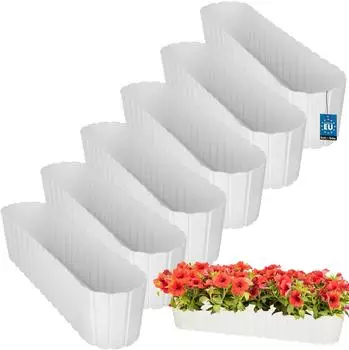 OEM Rechteckige Balkon-Blumenkasten Kunststoff Weiß 60cm 6er-Set (kotarbau_5904994122982)