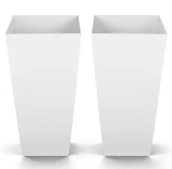 VEVOR Pflanztopf PP 325x325x665mm mit Innentopf & Abflussl&ouml;chern, Wei&szlig;, 2er-Set