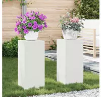 vidaXL Pflanzenst&auml;nder 2 pcs Wei&szlig; 24 x 24 x 55 cm Stahl