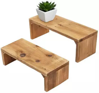 Spetebo Blumenhocker aus recyceltem Holz, 2er Set, 35/30cm (4841)
