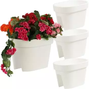 Botle Balkonkasten oval 3er-Set 39,5cm 12,3L weiß (PRO-DLOFR400-S449x3)