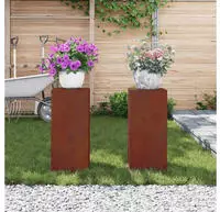 vidaXL Pflanzenst&auml;nder 2 pcs Rostig 24 x 24 x 55 cm Wetterfeststahl
