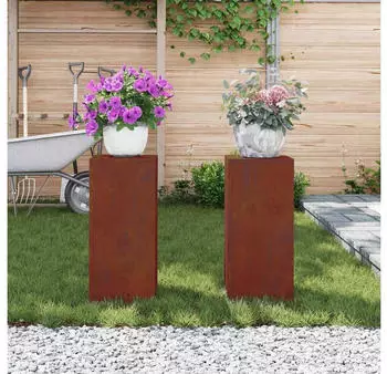 vidaXL Outdoor Pflanzens&auml;ule 2 Stk. 24x24x55cm Cortenstahl (865819)