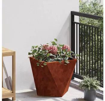 vidaXL Steel planter 40 x 40 x 40 cm brown
