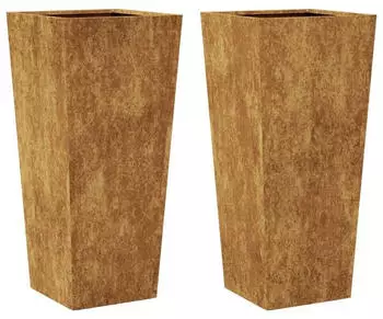 vidaXL Steel planter 35 x 35 x 75 cm brown