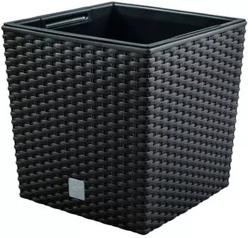 Prosperplast Rato Low plastic flower pot 20 x 20.2 cm anthracite