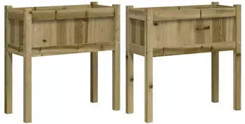 vidaXL Pflanzk&uuml;bel mit Beinen Kiefernholz Impr&auml;gniert 2er-Set (837563)