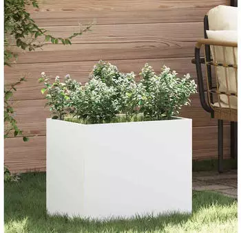 vidaXL Garten-Pflanzgef&auml;&szlig; Kaltgewalzter Stahl Wei&szlig; 50x32x40cm (876351)