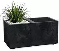 Kunststoff Blumenkasten Beton-optik 2 Kammern Auf Rollen - 59 X 29 Cm -...
