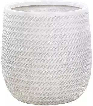 Beliani Livadia Blumentopf rund Seiloptik Wei&szlig; verwaschen ⌀39cm (404395)