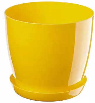 Kadax Blumentopf mit Untersetzer Ø28cm, Kunststoff, Gelb (K1340)