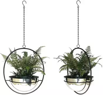 DanDiBo Blumenampel 2er Set Wand Metall mit Topf 78cm Silber (96087 L)