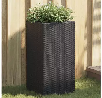 vidaXL Pflanzk&uuml;bel 2 Stk. Poly Rattan Schwarz 30x30x60cm (3210516)