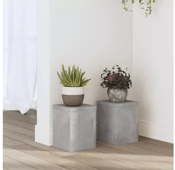 vidaXL Pflanzenst&auml;nder 2er-Set Holzwerkstoff Betongrau 15x15x20cm (852891)
