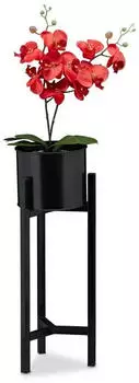 Relaxdays Blumentopf St&auml;nder Metall, schwarz, 60x21,5cm (10031537_46)