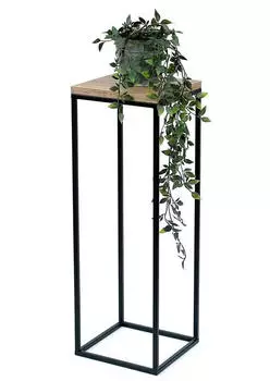 DanDiBo Blumenhocker Metall Holz Schwarz Eckig 70cm (96352)