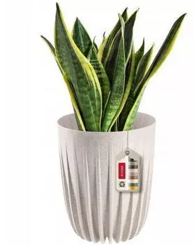 Kadax Blumentopf Kunststoff mit Naturmaterialien, geometrisch, rund, Weiß, ∅30cm (K3809)