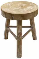 Holz Blumenhocker Mit 3 Beinen White Washed - &Oslash; 35 Cm - Massivholz Deko Hocker...
