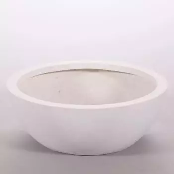 Eleganteinrichten Pflanzk&uuml;bel Schale Rund Fiberglas Perlmutt-Wei&szlig; D46xH16cm