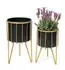 DanDiBo Blumenhocker mit Topf Metall Gold/Schwarz Rund 2er Set (96039)