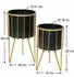 DanDiBo Blumenhocker mit Topf Metall Gold/Schwarz Rund 2er Set (96039)