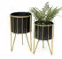 DanDiBo Blumenhocker mit Topf Metall Gold/Schwarz Rund 2er Set (96039)