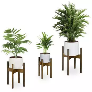 Relaxdays Pflanzenst&auml;nder 3er Set Bambus, &Oslash; 20/25/29cm, braun (10048544_1432)