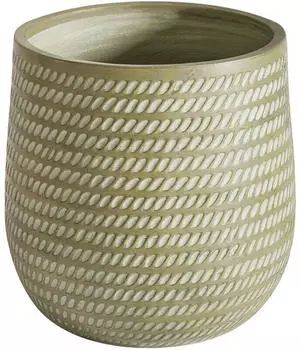Beliani Livadia Blumentopf Rund Ø39cm Olivgrün Lehm & Glasfaser