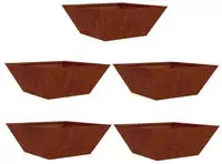 vidaXL Garten-Pflanzgef&auml;&szlig; 5 pcs Rostig 40 x 40 x 15 cm Wetterfeststahl