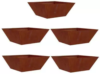 vidaXL Garten-Pflanzgef&auml;&szlig; 5er-Set Wetterfeststahl Rostig 40x40x15cm (873823)