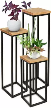 holz4home Blumen-Dekost&auml;nder Eiche ge&ouml;lt 50/70/90cm natur 3er-Set